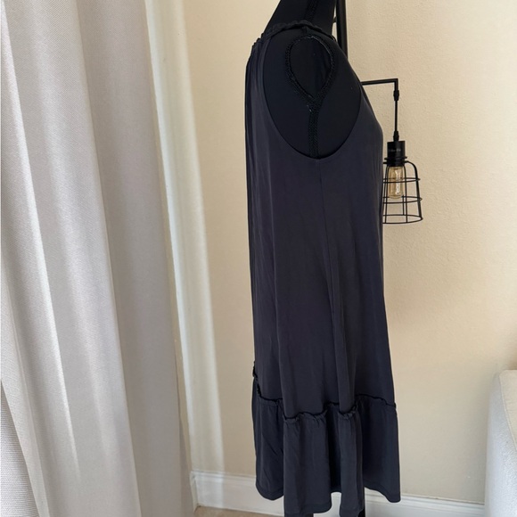 LOFT Sandwashed Faded Black Halter Flounce Small Sleeveless Pullover Dress - Picture 3 of 5